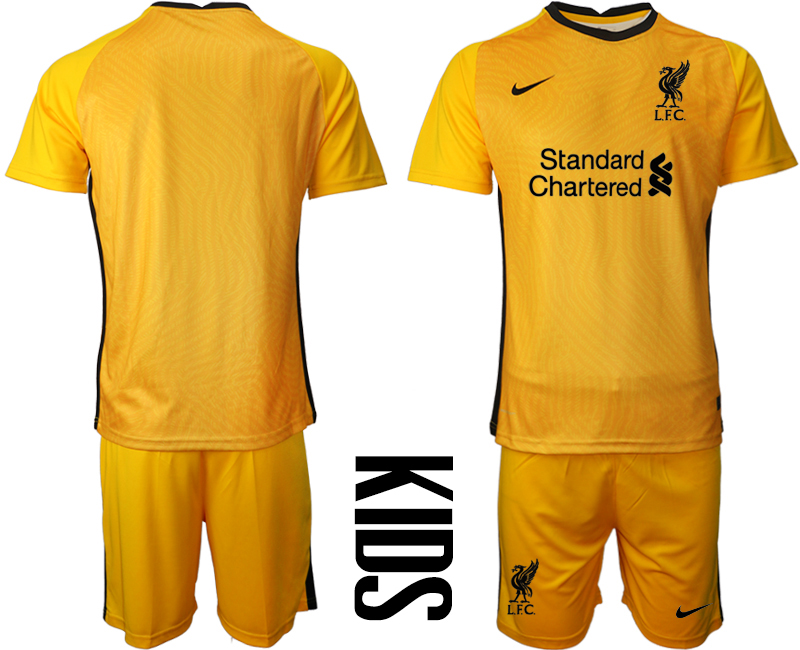 2021 Liverpool yellow goalkeeper Youth soccer jerseys